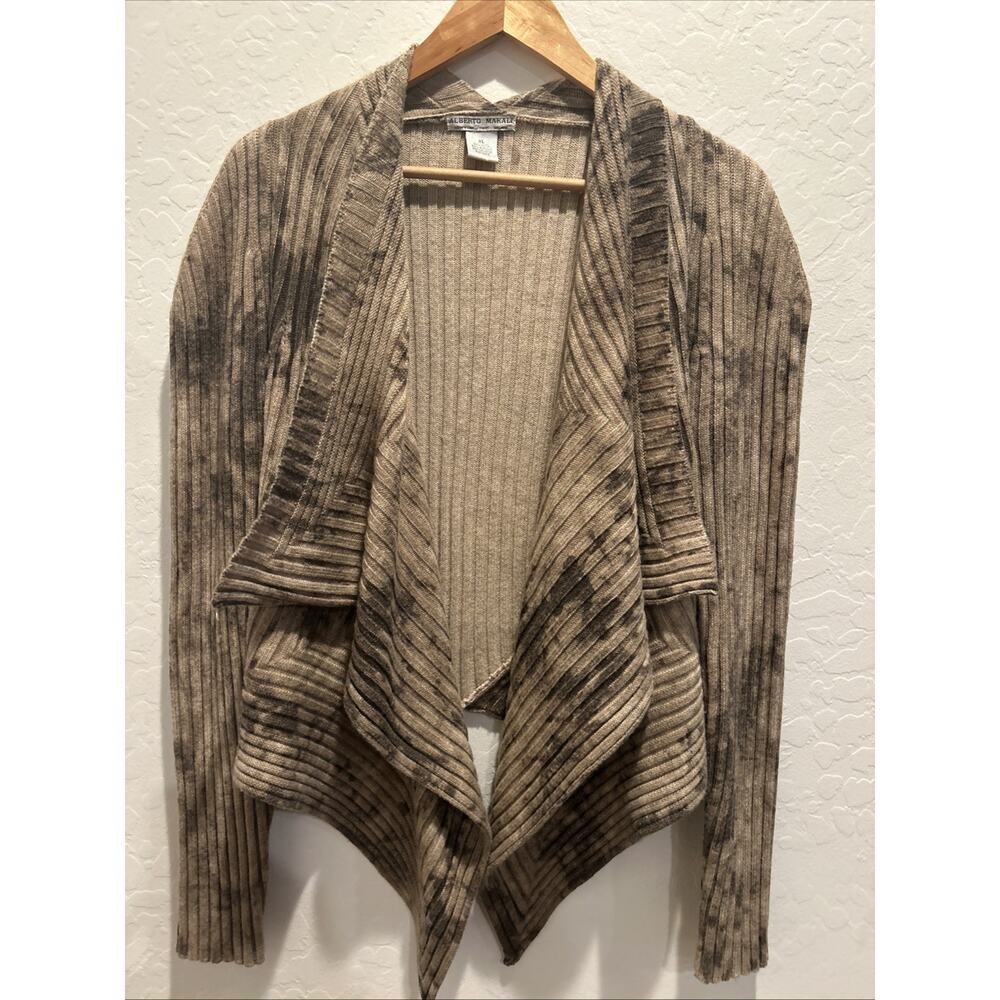 Alberto Makali Cardigan Brown Wool Blend Knit‎ Sweater XL Lagenlook Y2K Boho